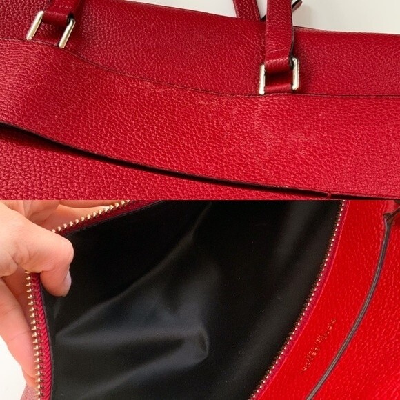 Henri Bendel Red Leather Satchel Briefcase Bag - Picture 14 of 16